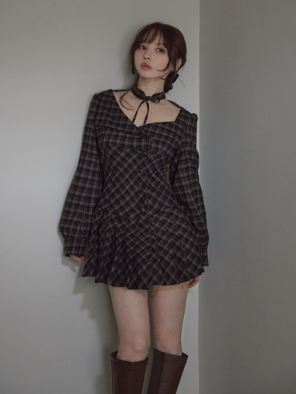 Renon pleats mini dress