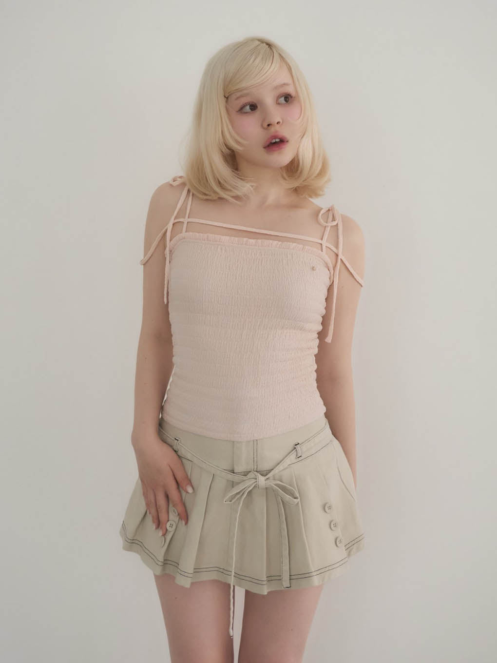 Shirring ribbon camisole