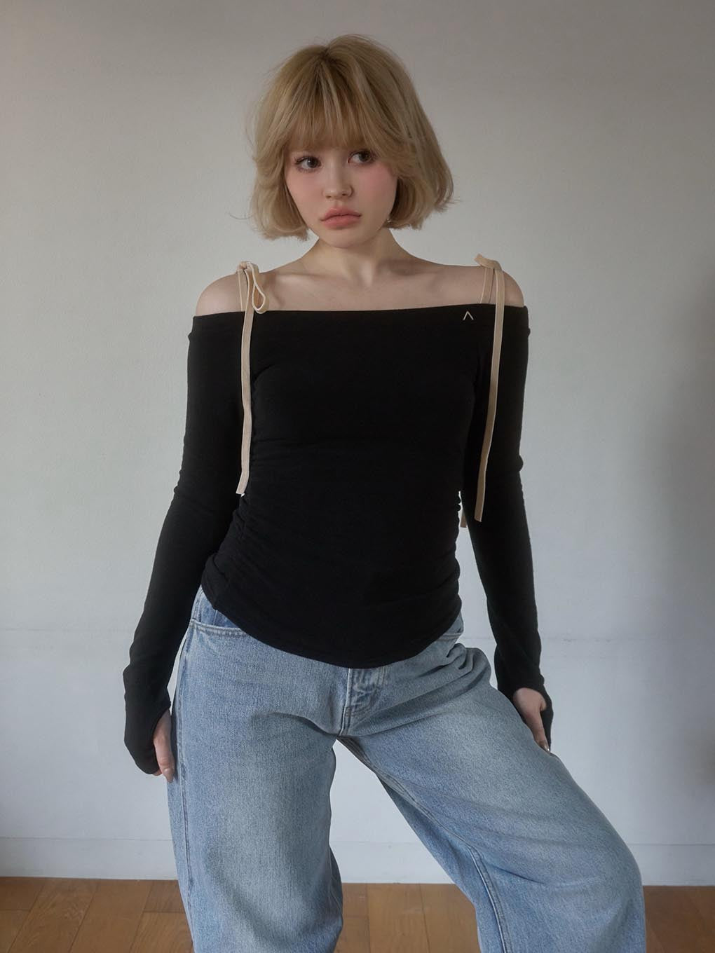 Velour ribbon tops