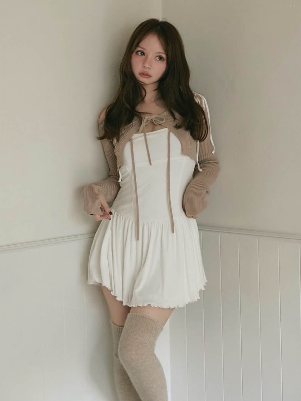 Nei knit set flare dress