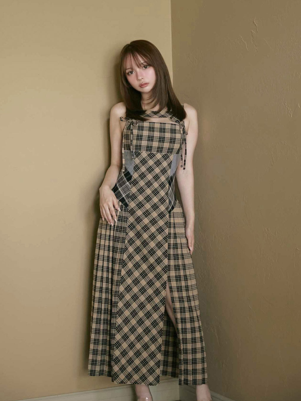 Nadia check long dress