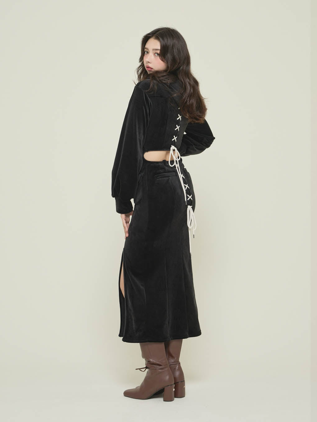 Wendy lace up long dress