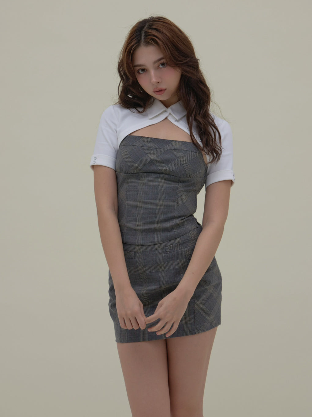 Myla check blouse set up