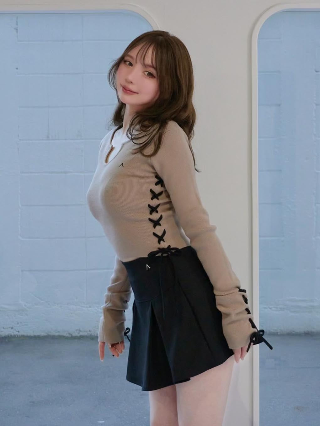 Millie ribbon knit tops