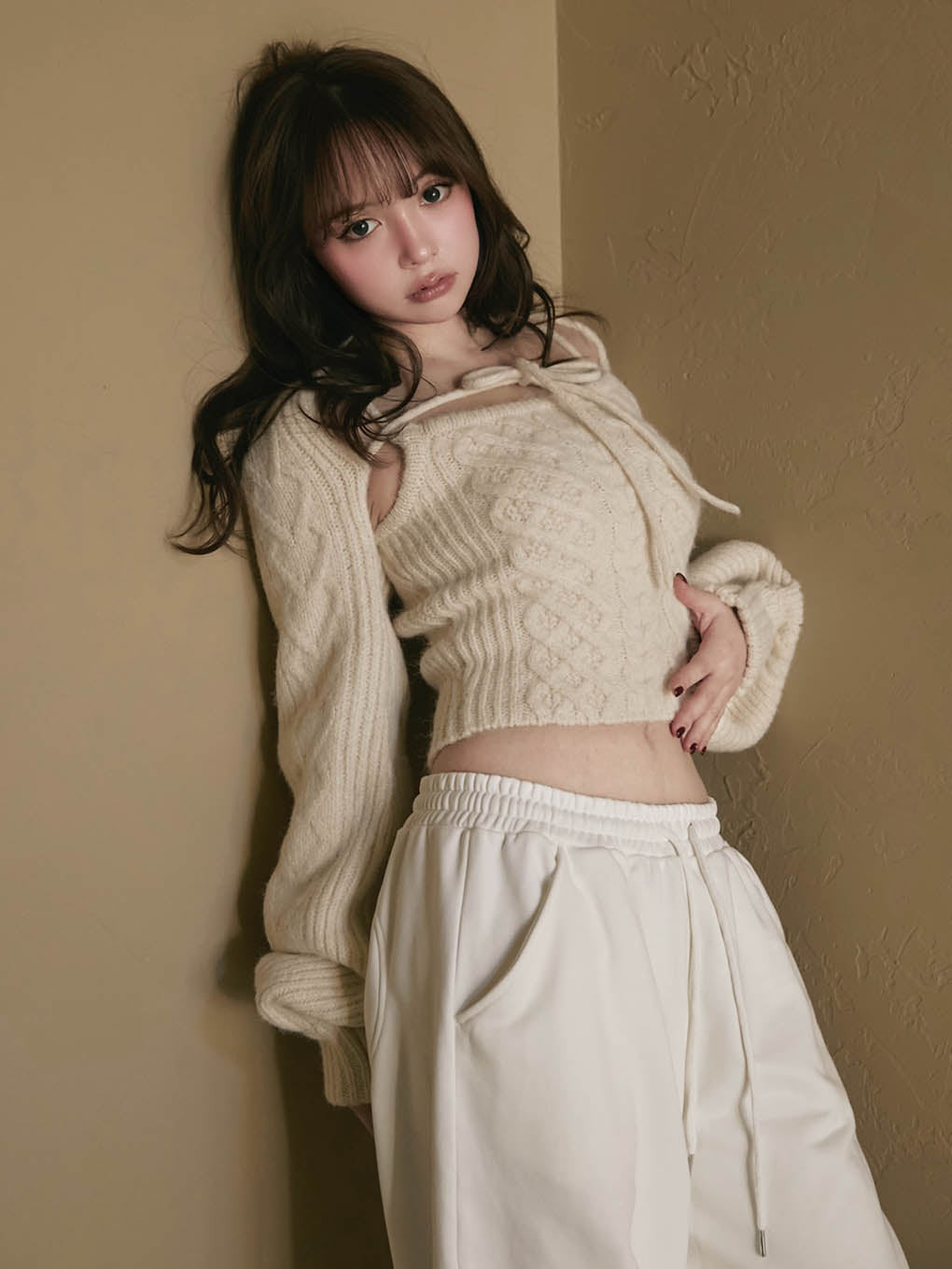 Heart cable knit set