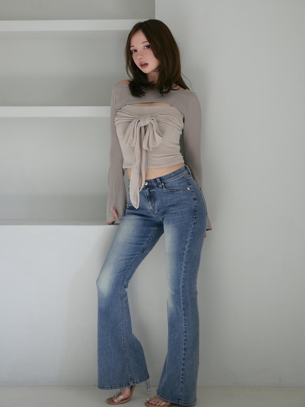 Heart hip flare denim