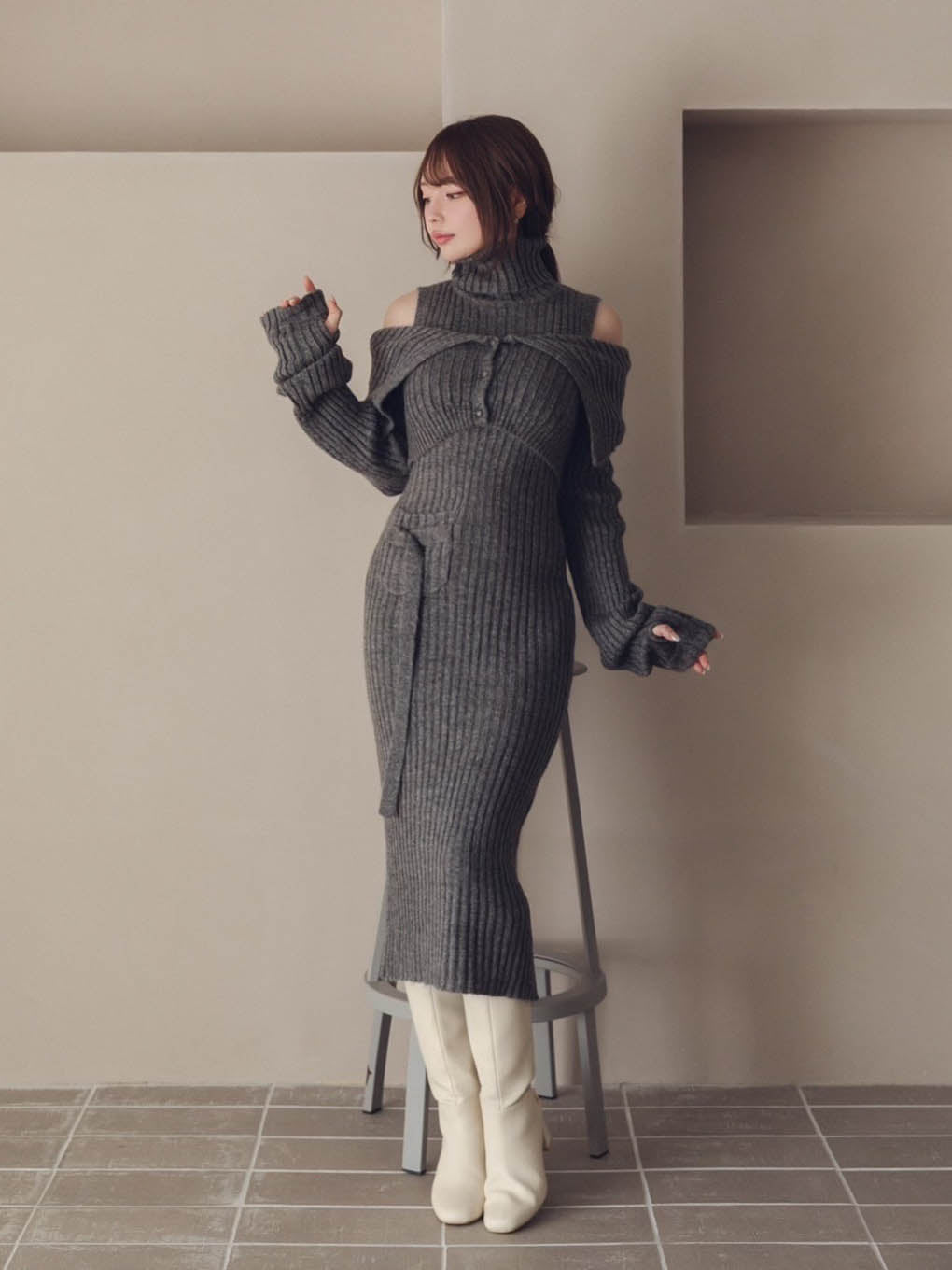 Cameo knit set cardigan