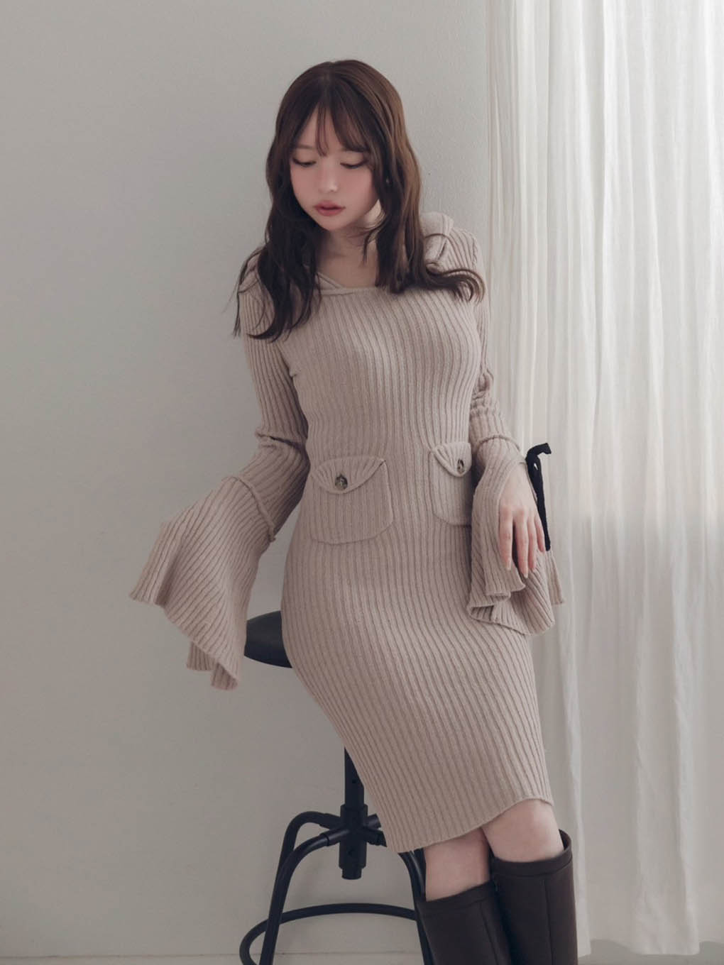 Ashley ribbon knit dress