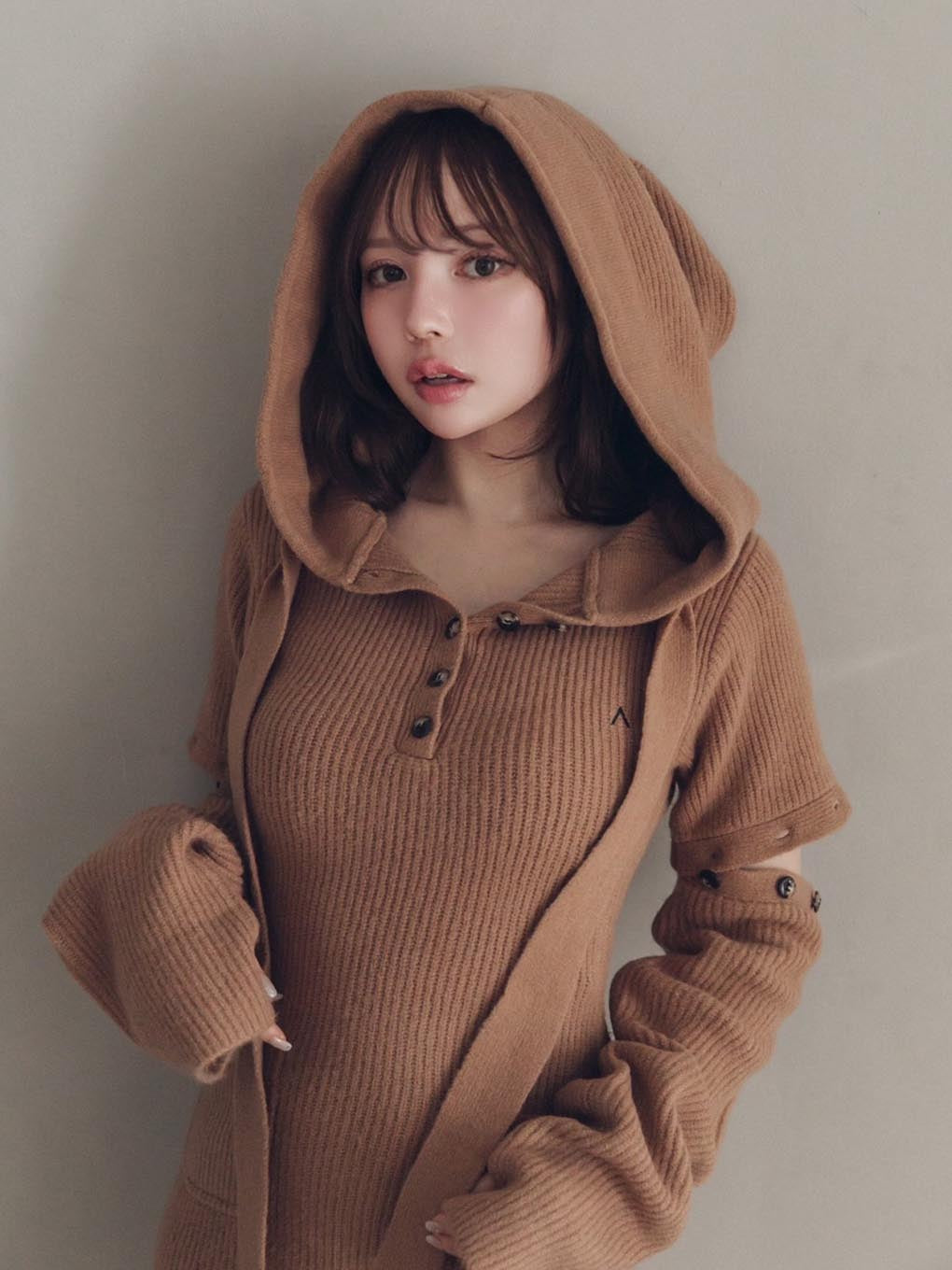 Alma button mini dress
