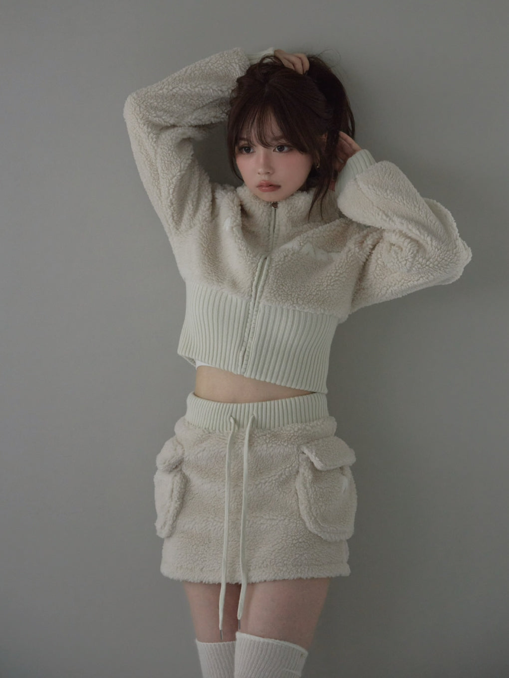 Fluffy zip up jacket