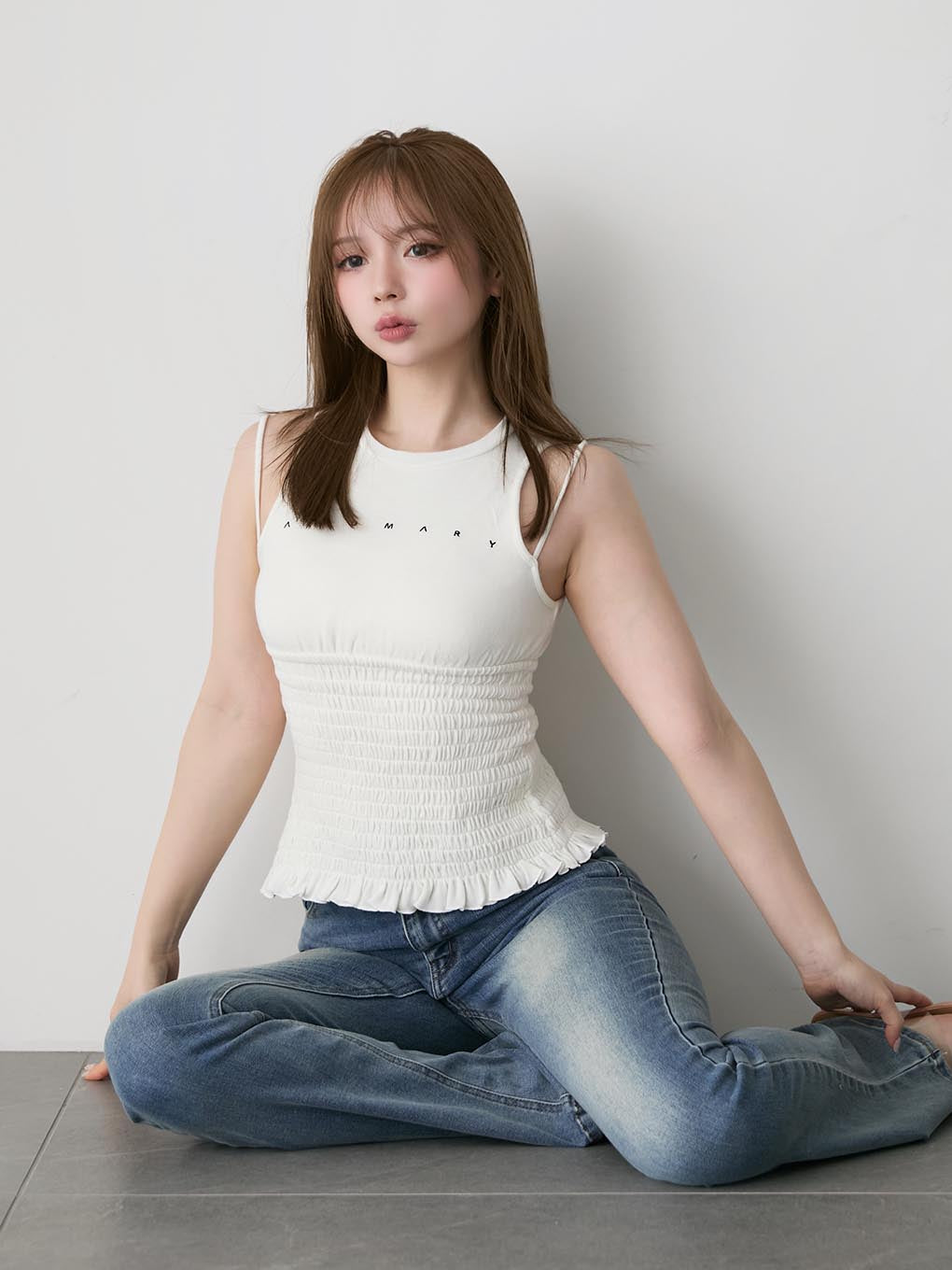 Ami shirring logo tops