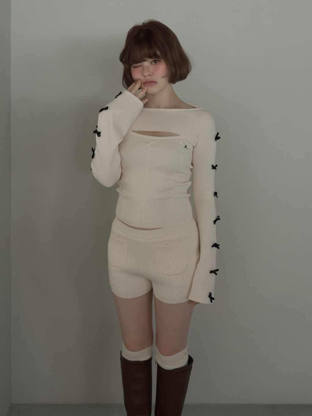 Cindy ribbon knit set up