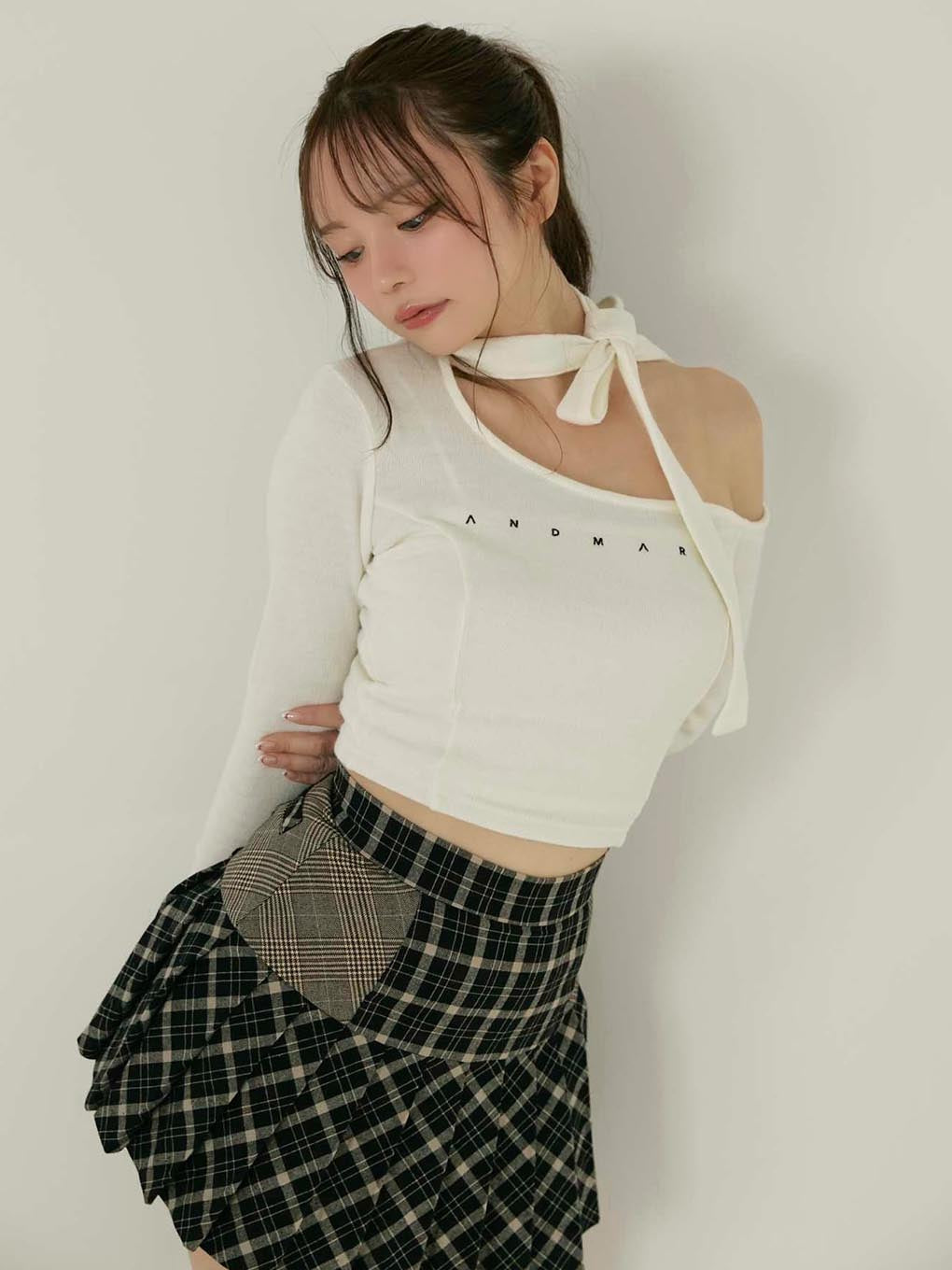 Coco check pleats skirt