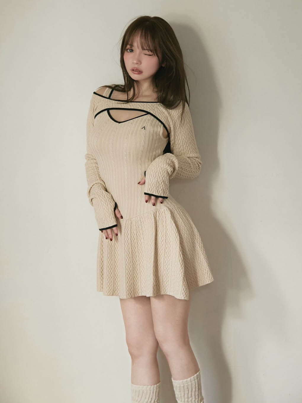 Nana cable flare mini dress