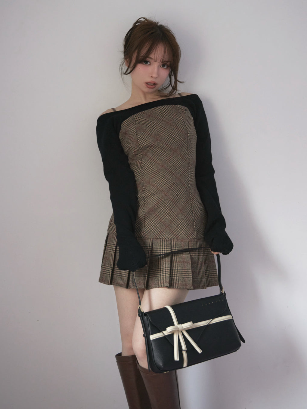 Selena check mini dress