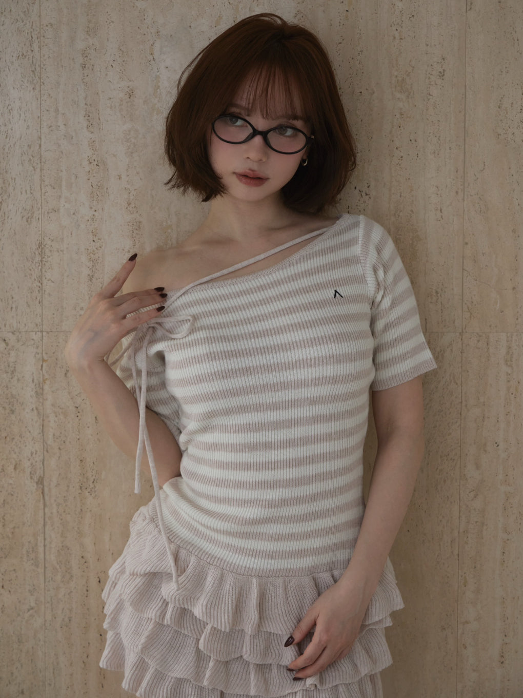Rachel knit frill mini dress