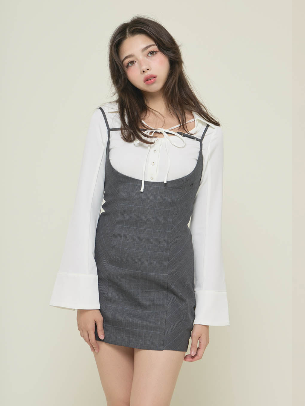 Betty layered check dress
