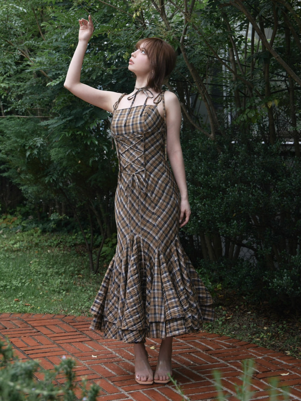 Amelia check long dress