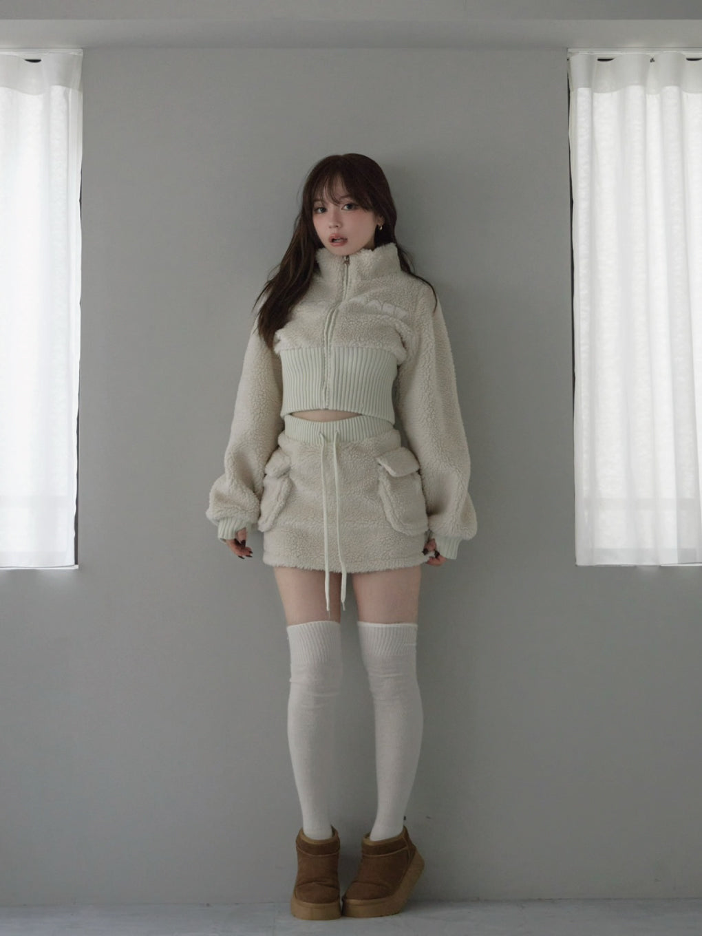 Fluffy zip up jacket