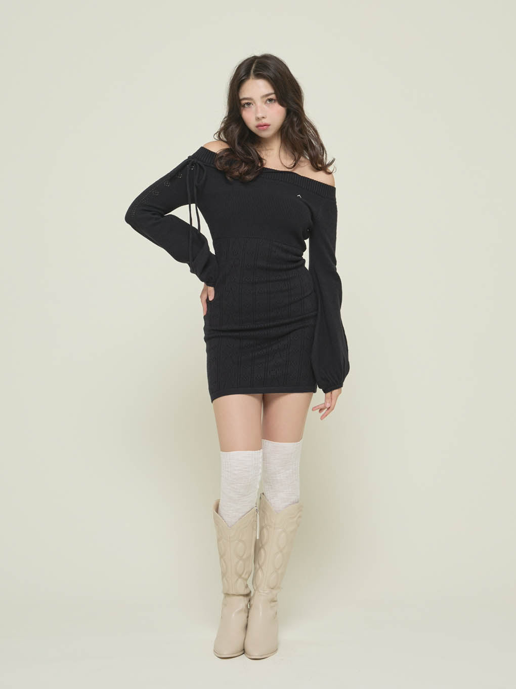 Ribbon crochet knit dress