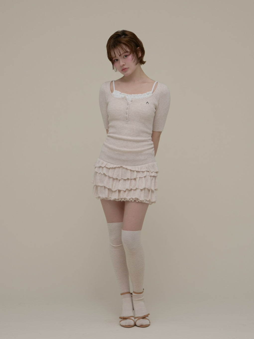 Cyndi frill knit mini dress