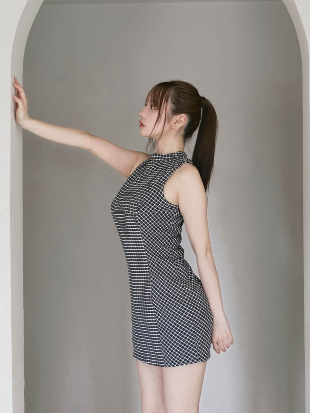 Natalie check mini dress