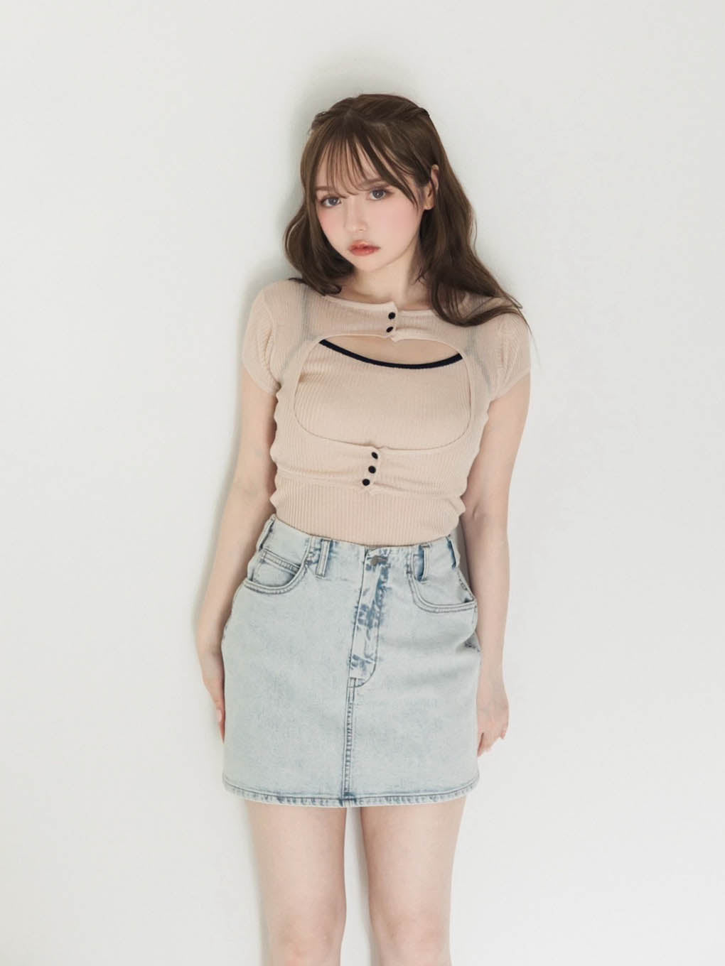 Elf button knit tops