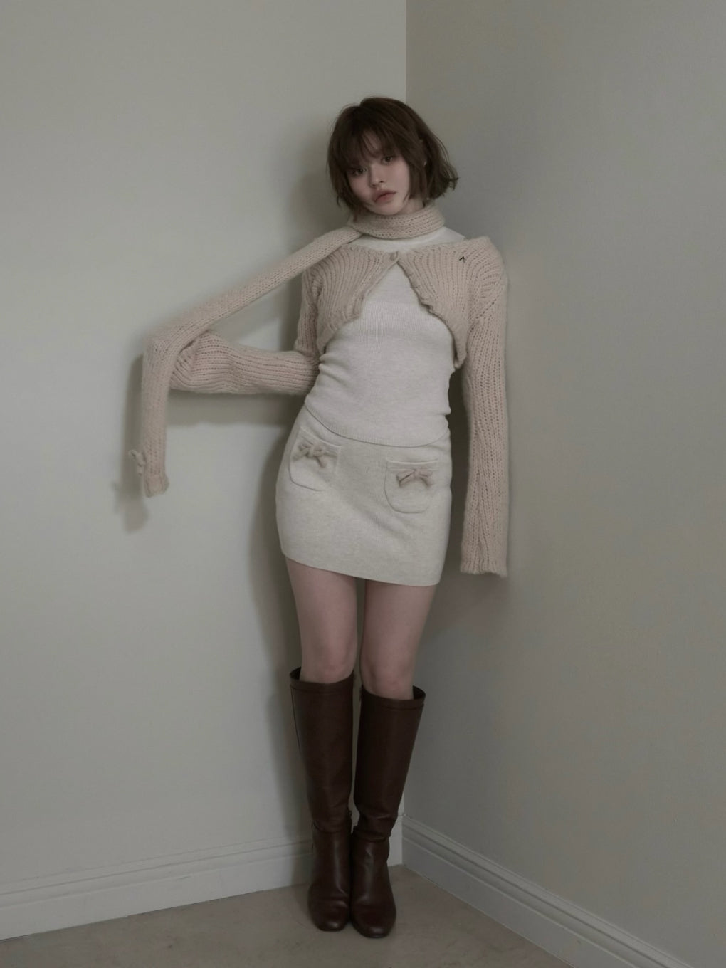 Zoff muffler knit set up