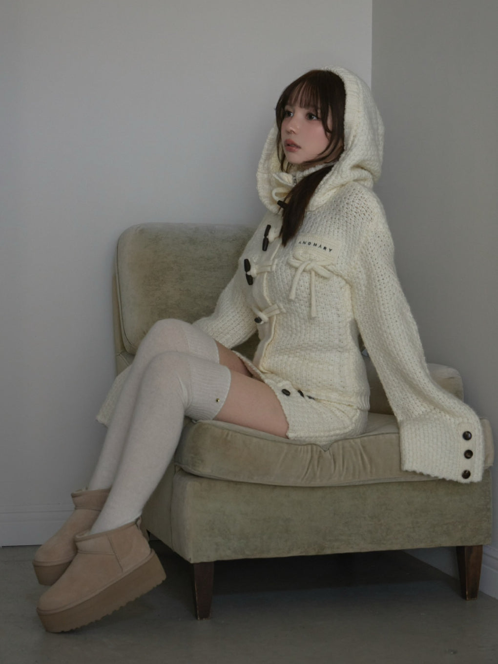 Cable knit jacket set up