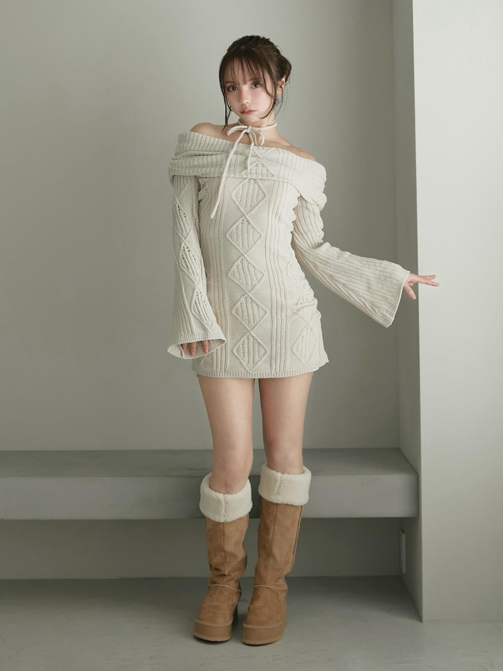 Cameron cable knit mini dress