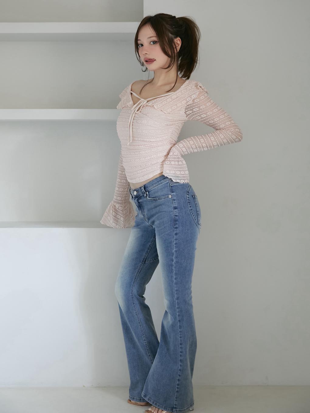 Heart hip flare denim