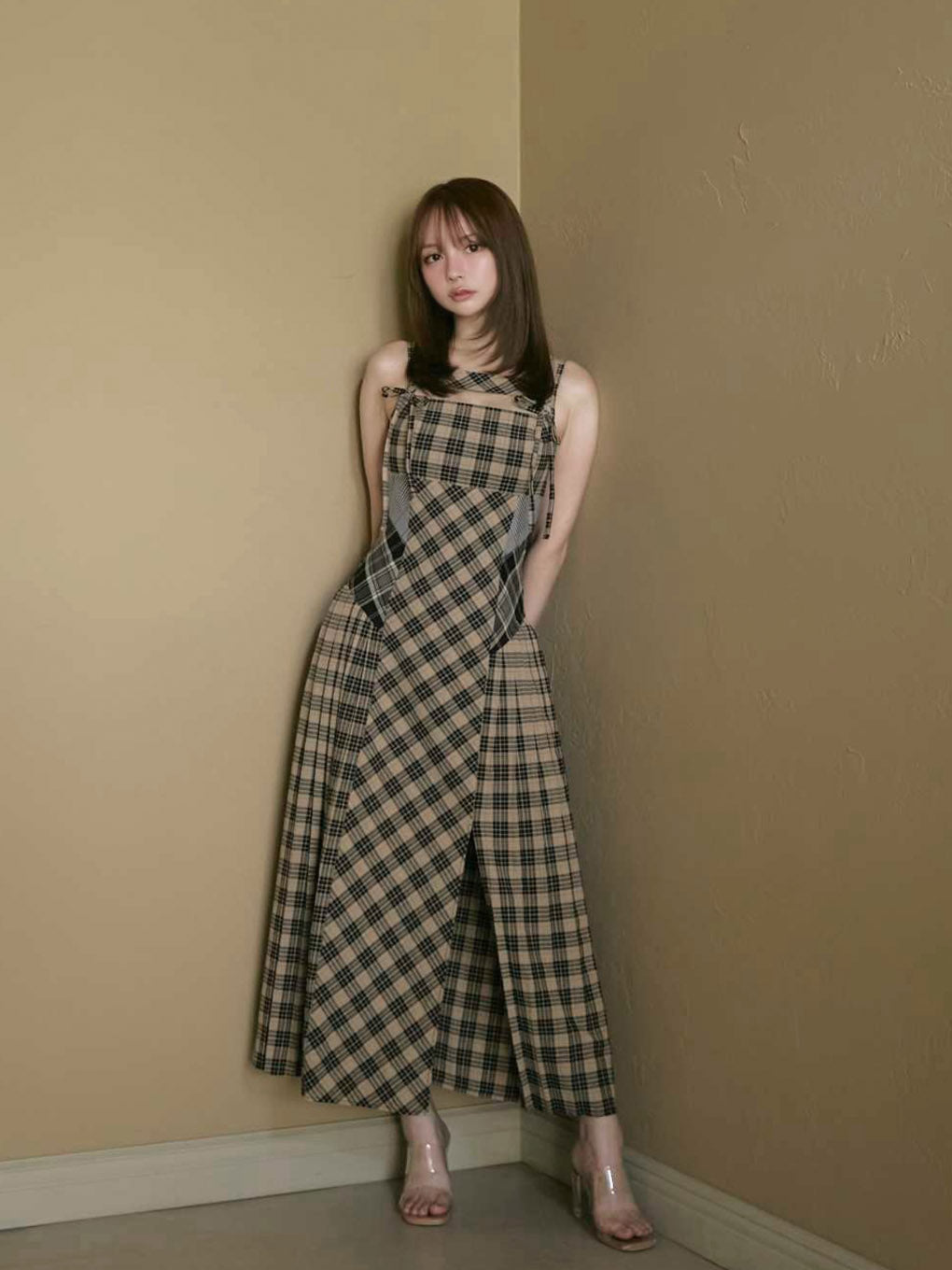 Nadia check long dress