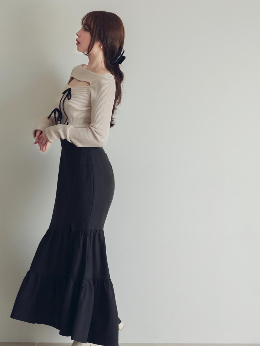 Ribbon silk knit tops