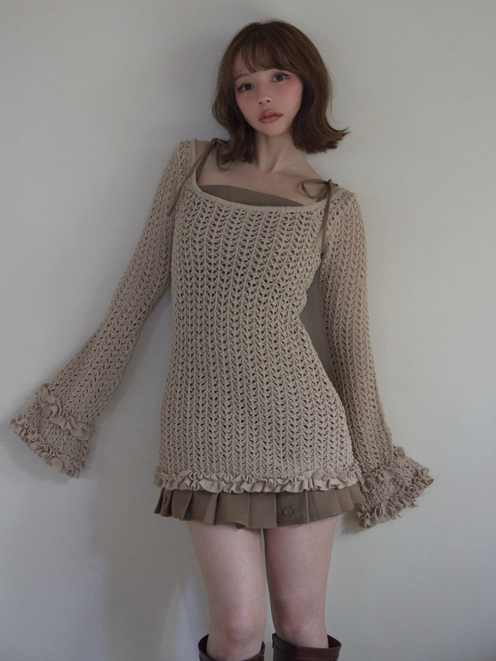 Grenda pleats set mini dress