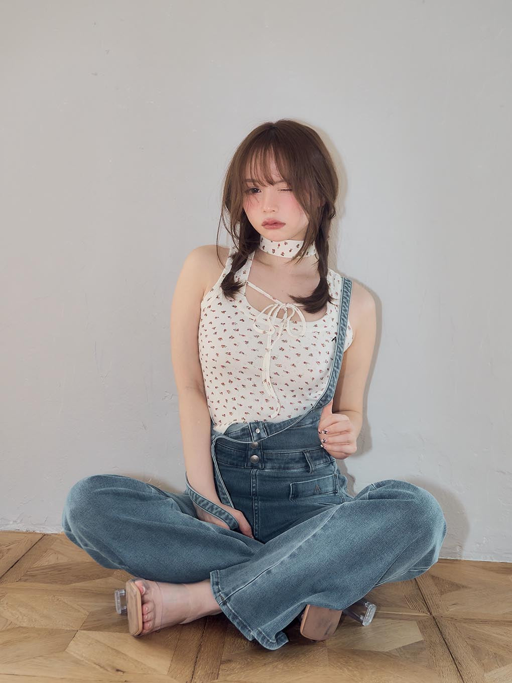 Heart hip denim allinone