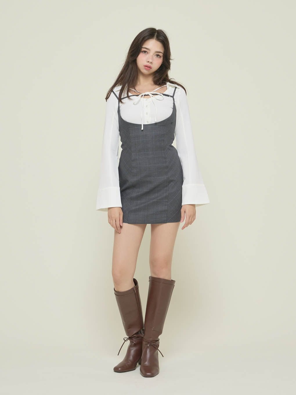 Betty layered check dress