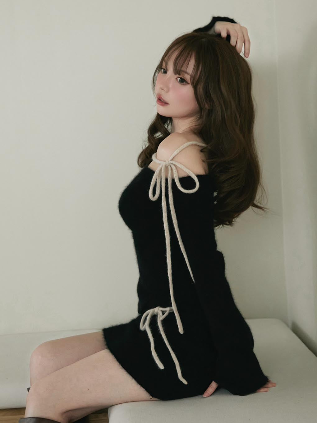 Furry racoon knit set up