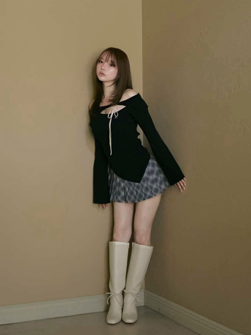 Elina ribbon long boots