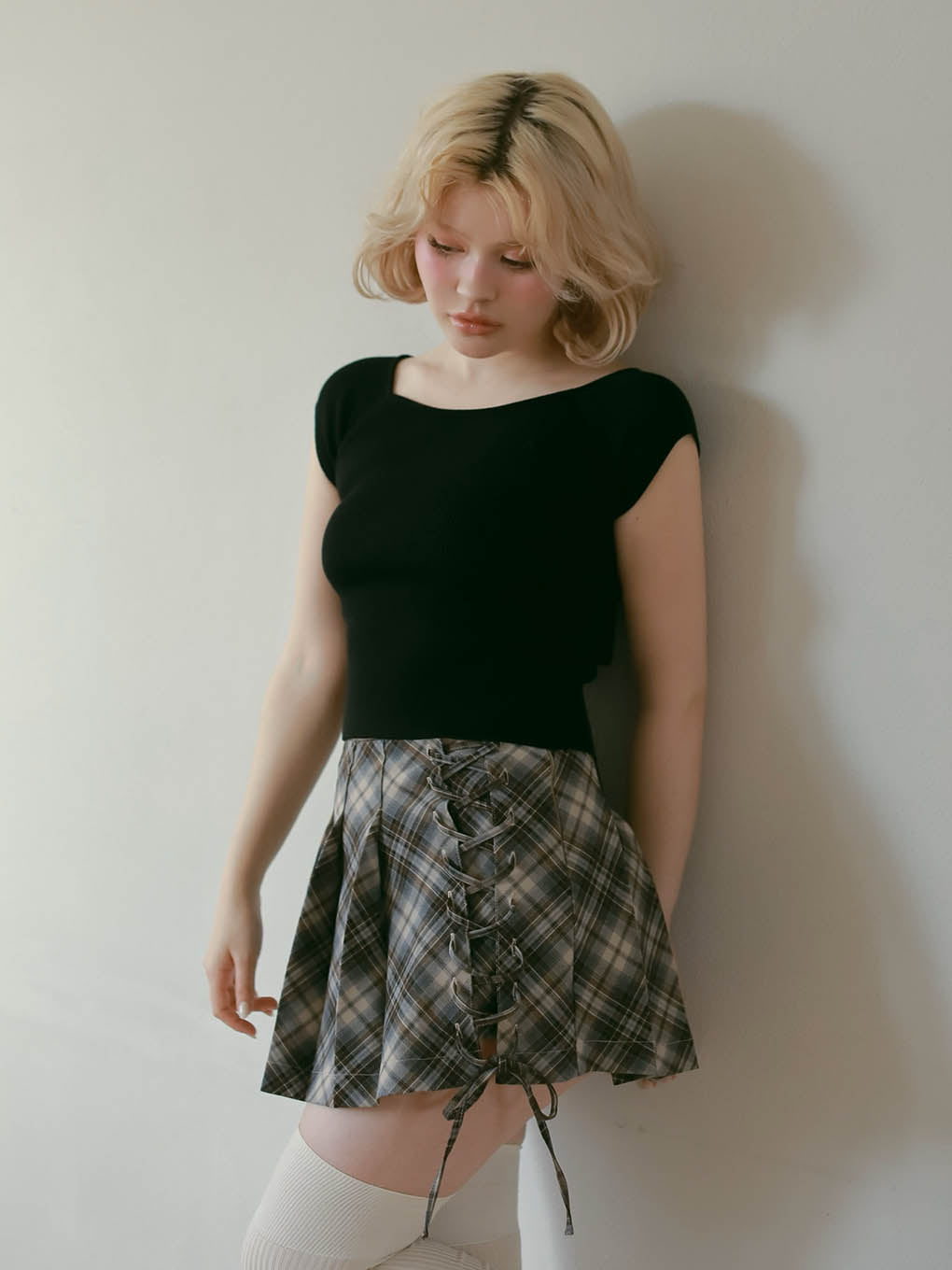 Sonia lace up mini skirt