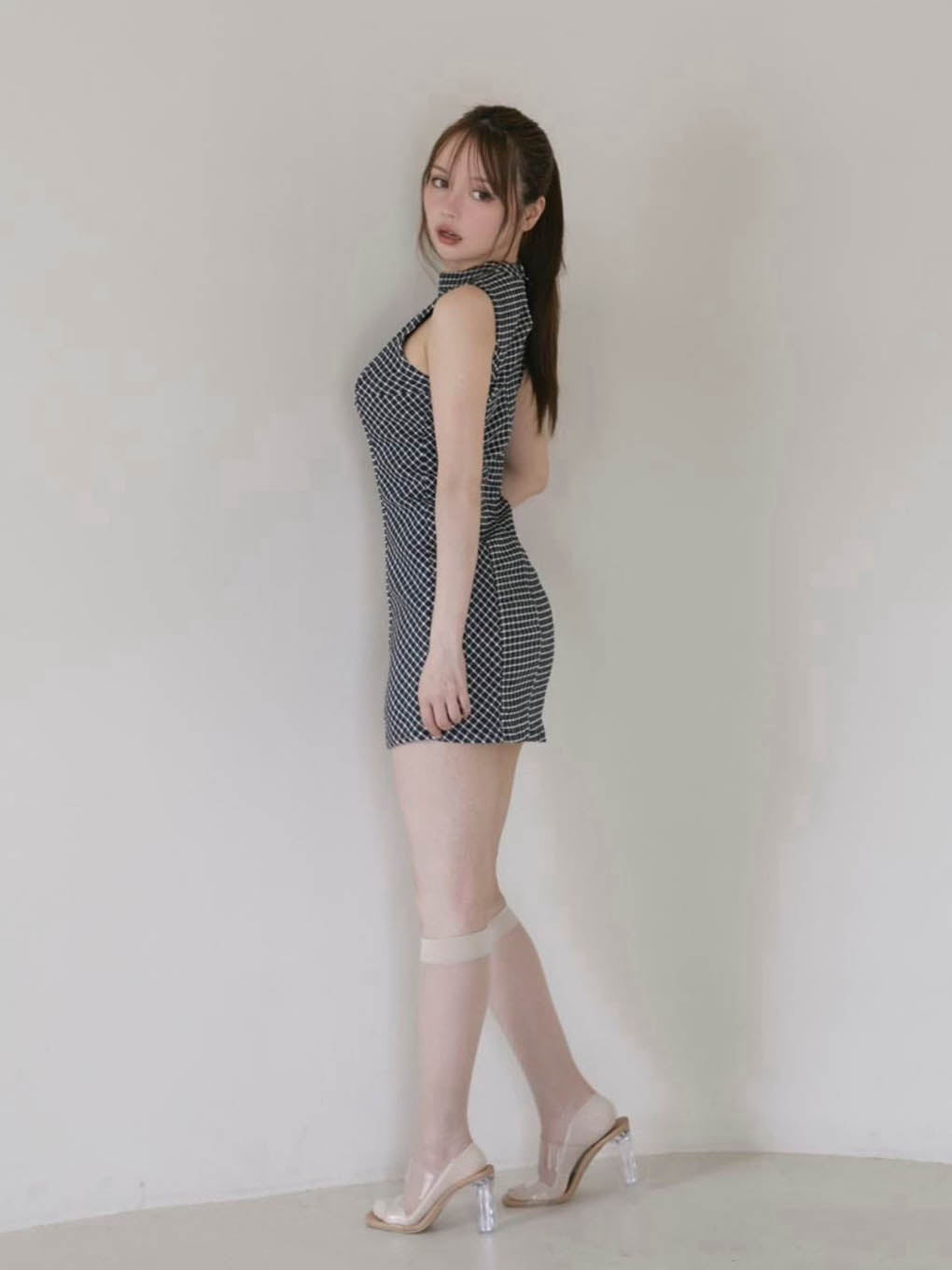 Natalie check mini dress