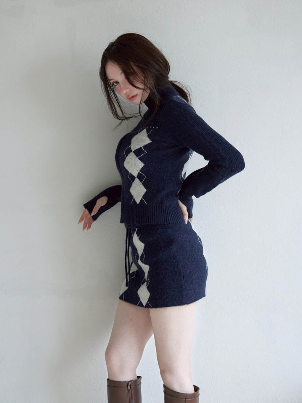 Argyle knit set up