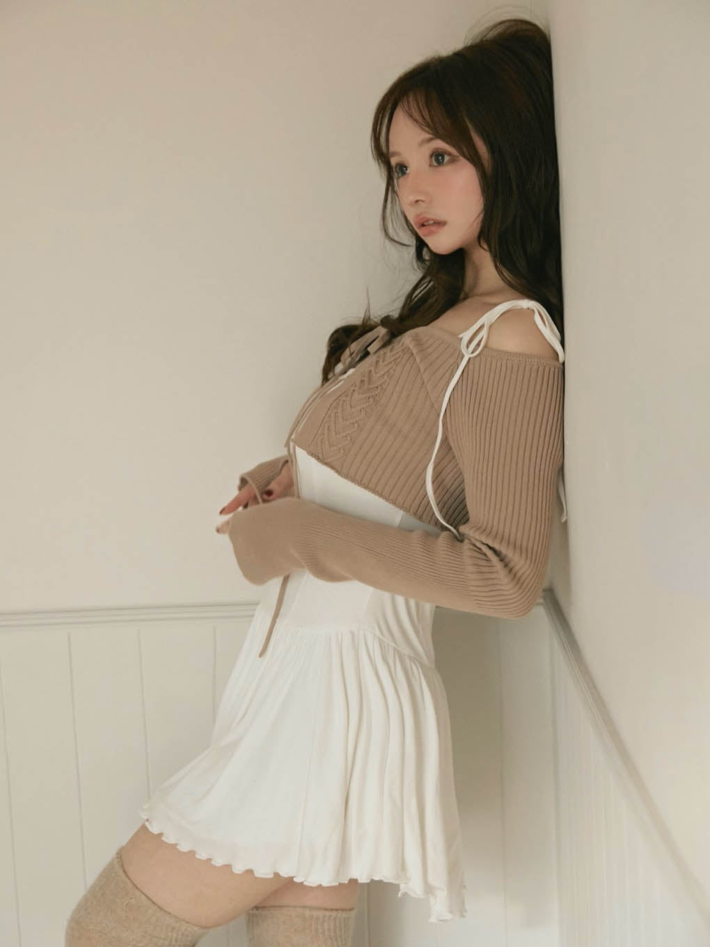 Nei knit set flare dress