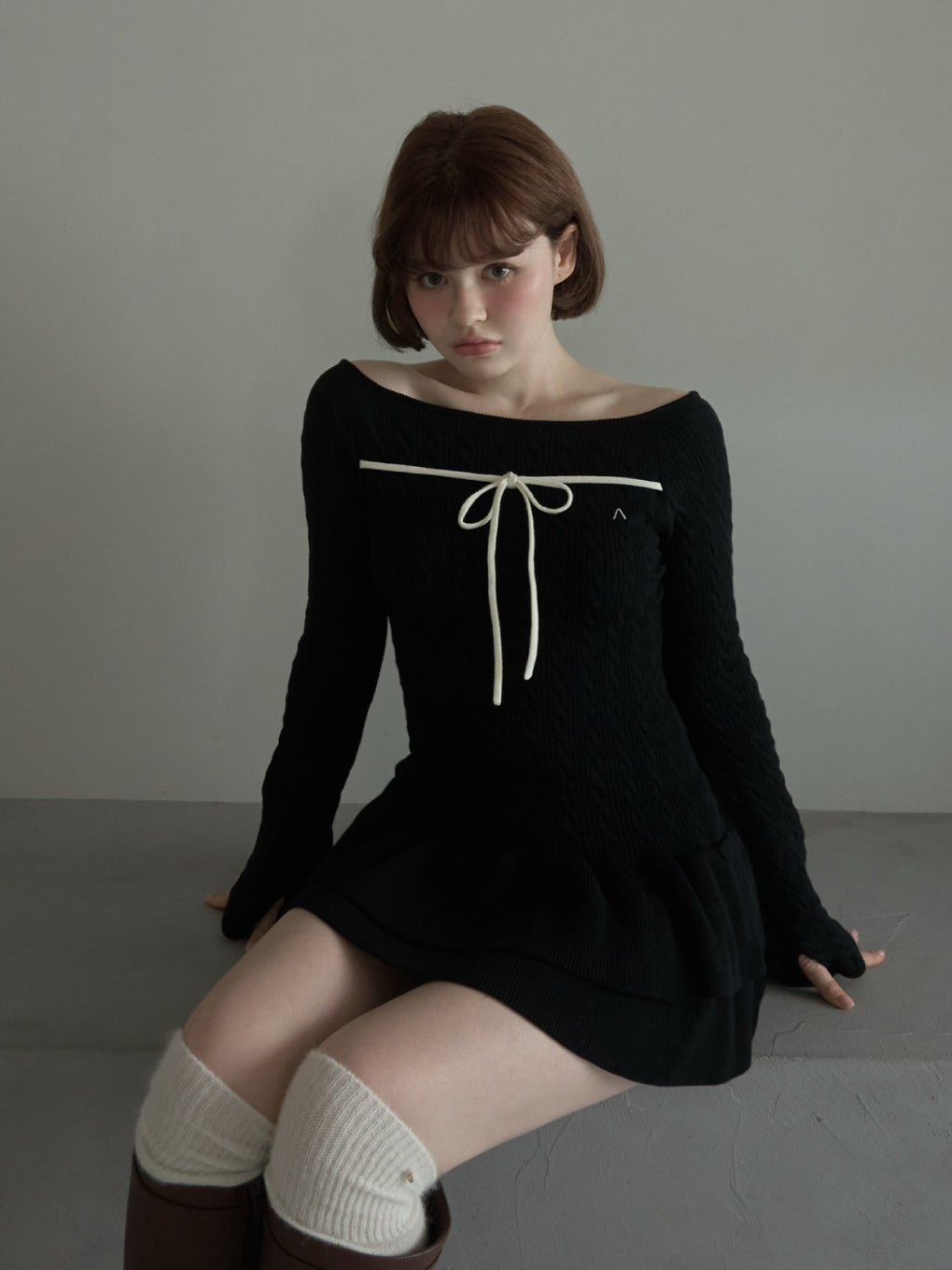 Milky frill mini dress