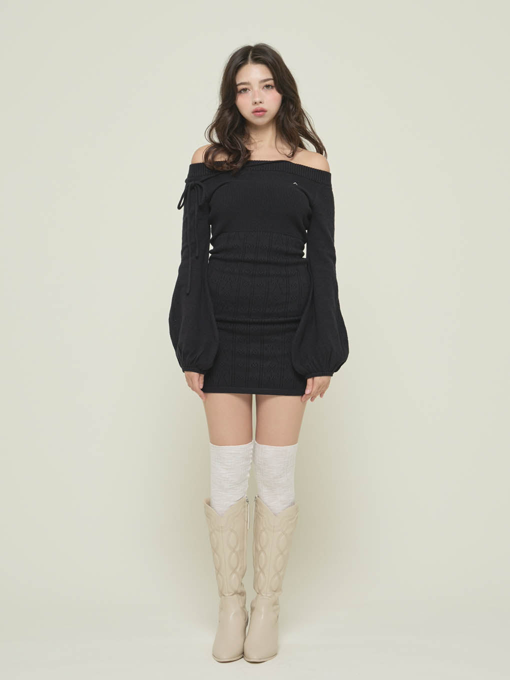 Ribbon crochet knit dress