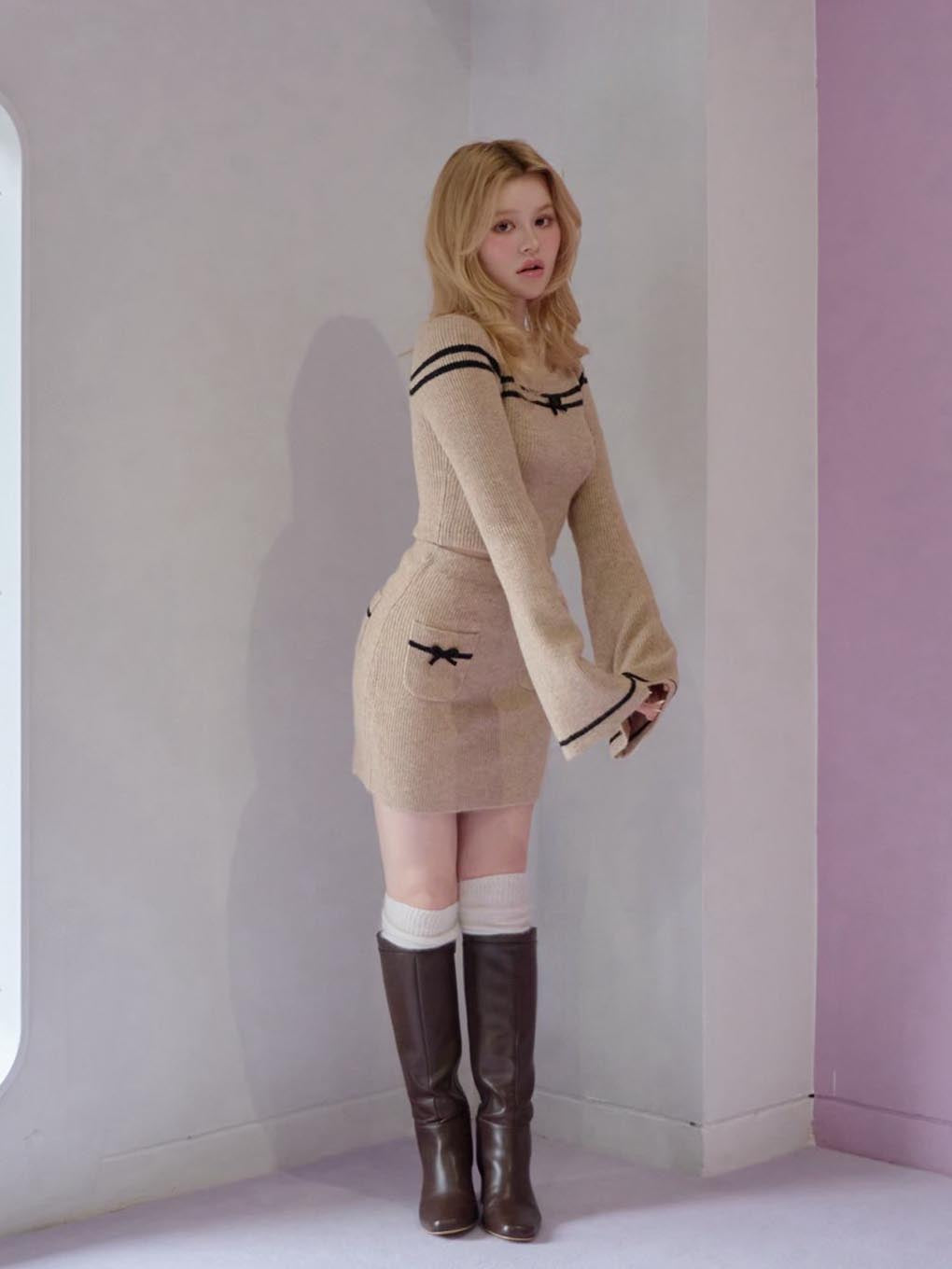 Blair ribbon knit skirt