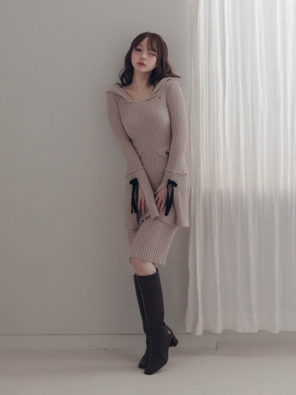 Ashley ribbon knit dress