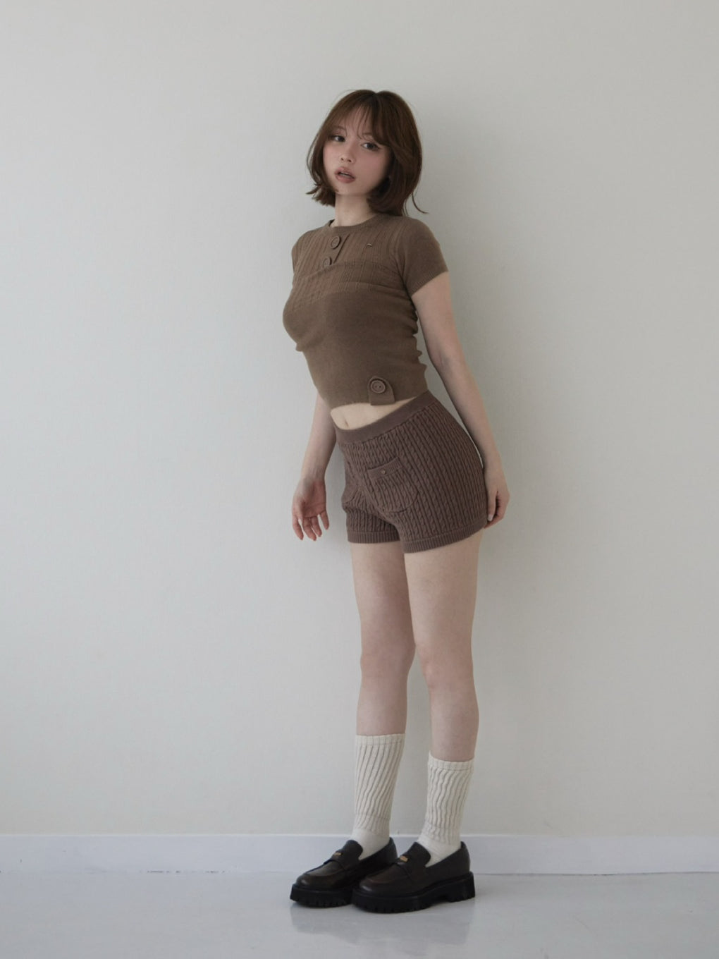 Brenda button knit tops