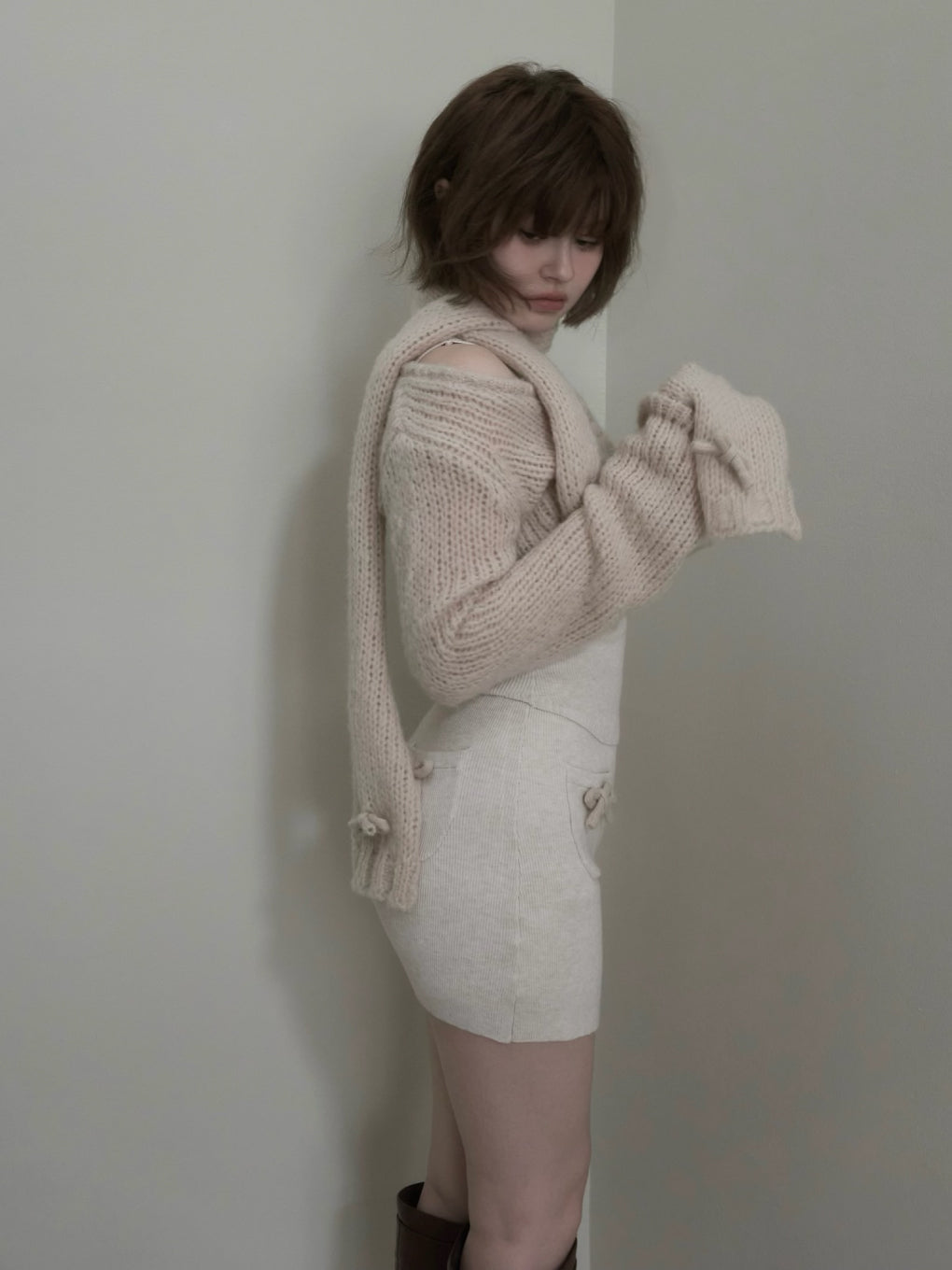 Zoff muffler knit set up