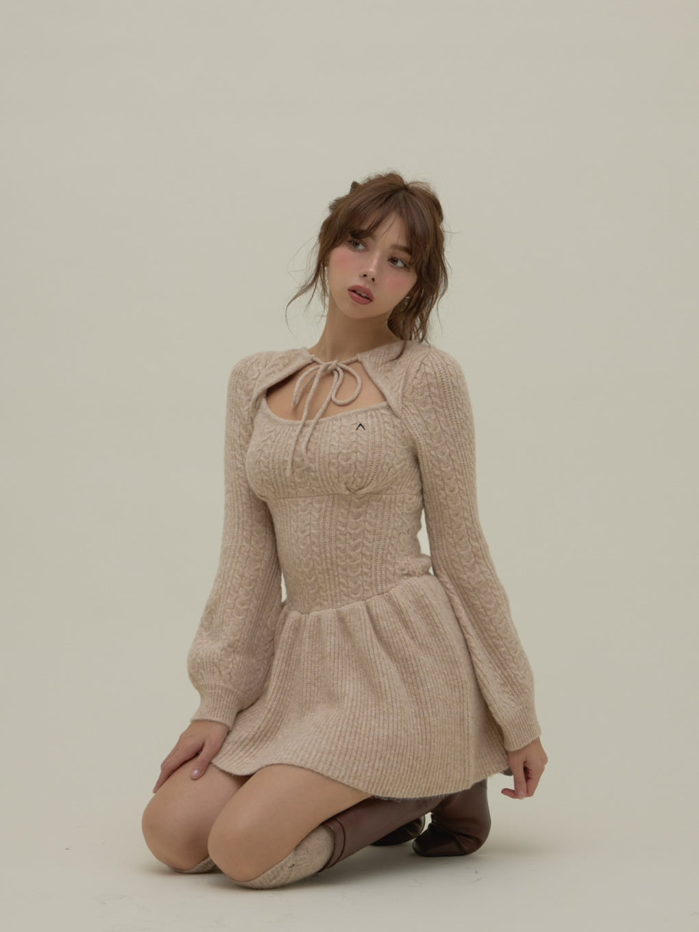 Amy cable flare mini dress