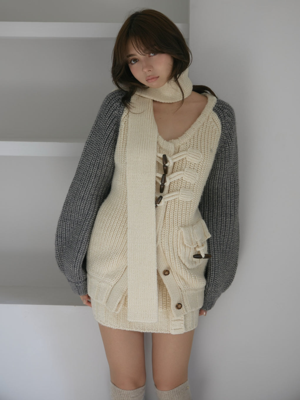 Loose raglan knit set up